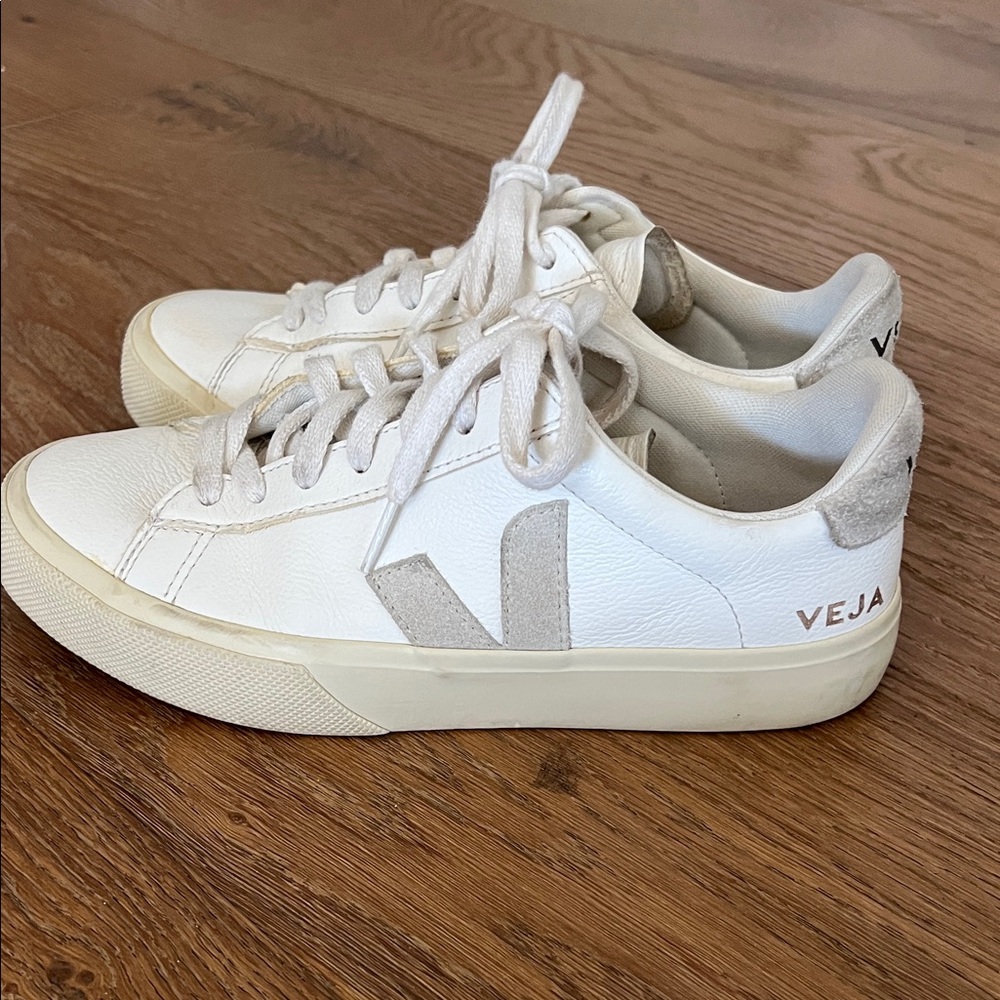 Veja Cream and Gray Casual Sneakers